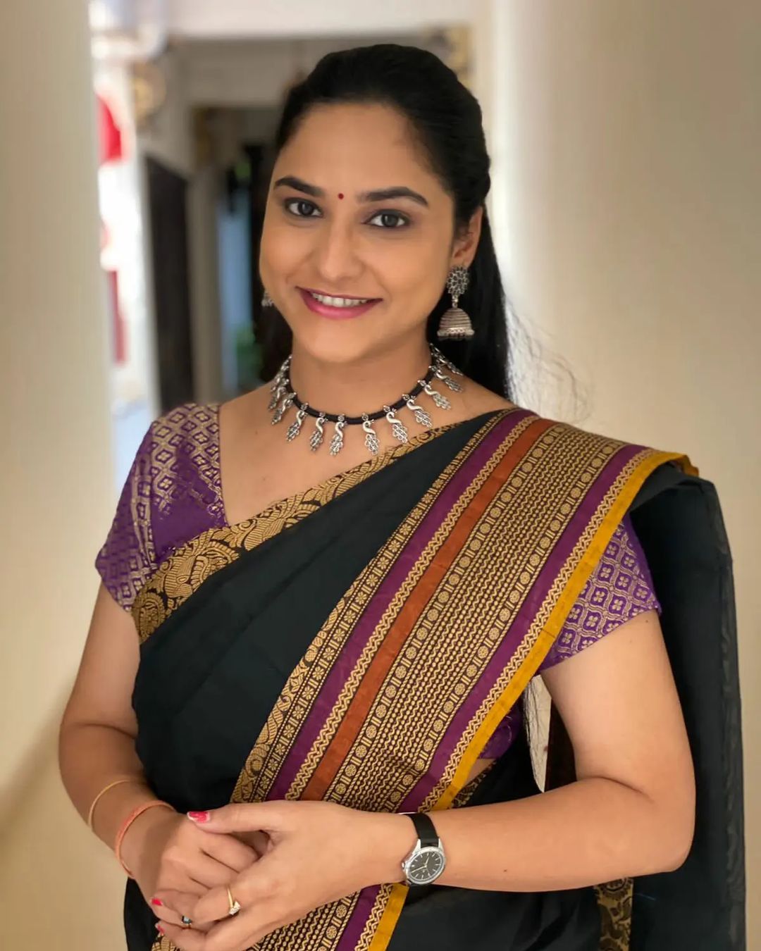 Telugu Tv Anchor Kasi Annapurna Stills in Black Saree